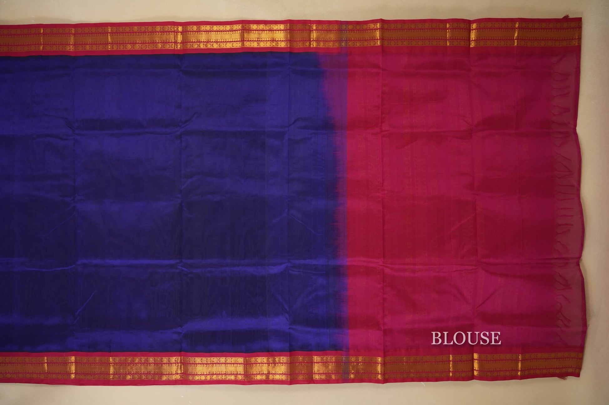 Ink Blue Silk Cotton Saree Blouse