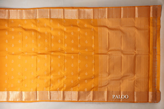 Mango Yellow Light Weight Kanjivaram Silk Saree paloo
