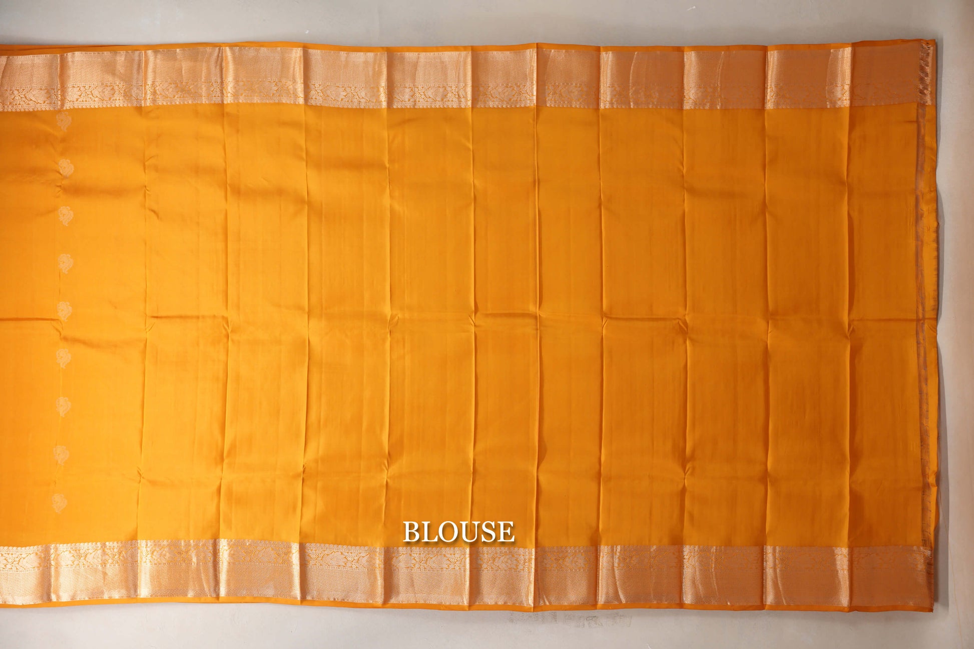Mango Yellow Light Weight Kanjivaram Silk Saree blouse