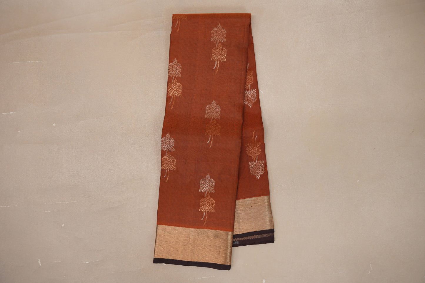 Online Brownish Orange with Dark Coffee Brown Borders Light Weight Kanjivaram Silk Saree