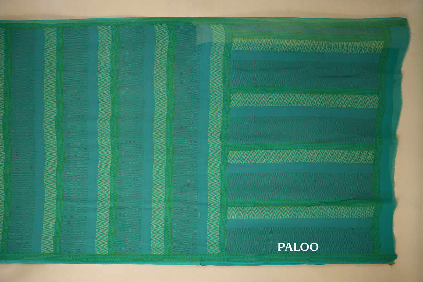 Green/Blue Chiffon saree paloo