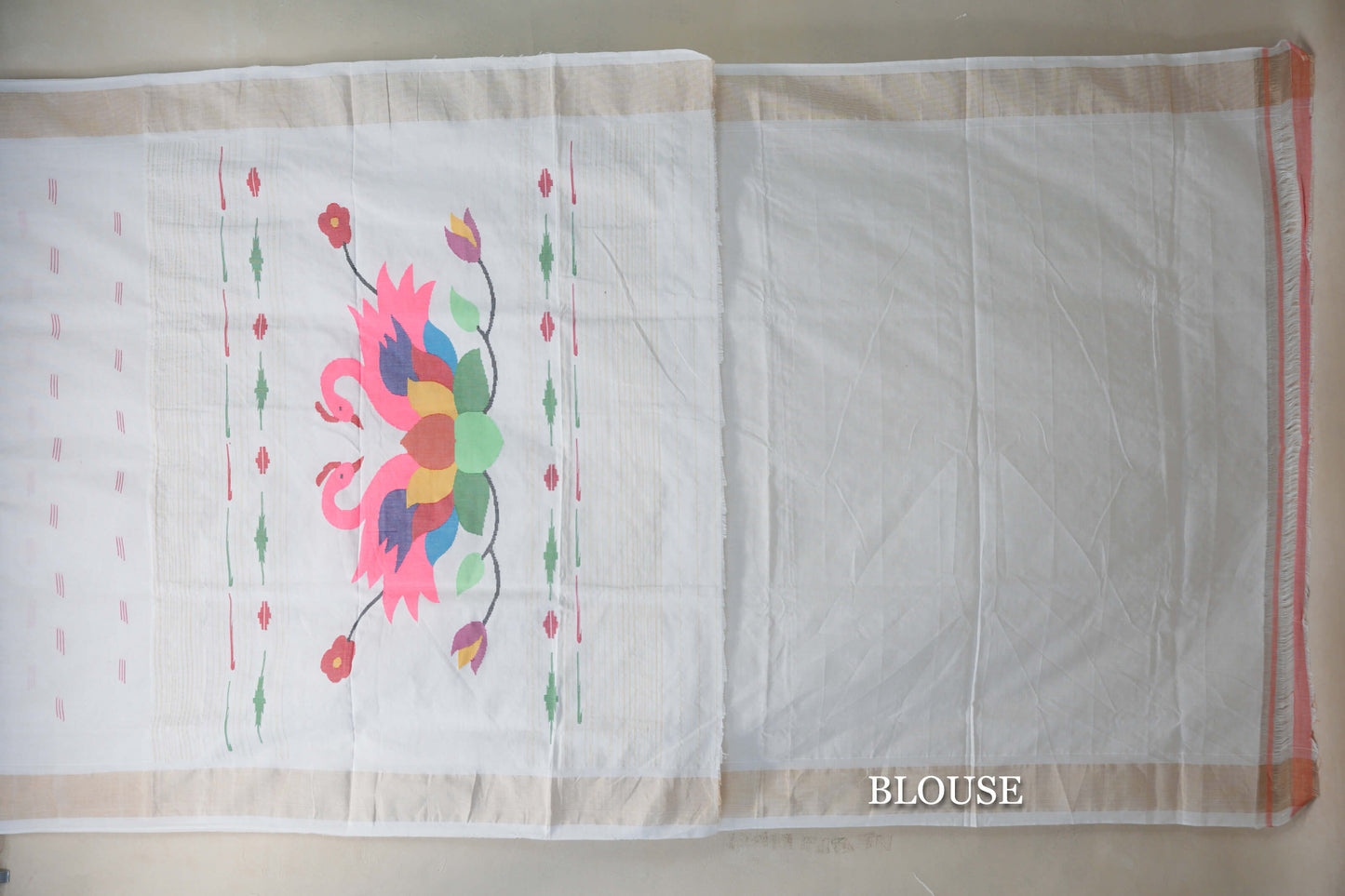 White Paithani Cotton Saree blouse