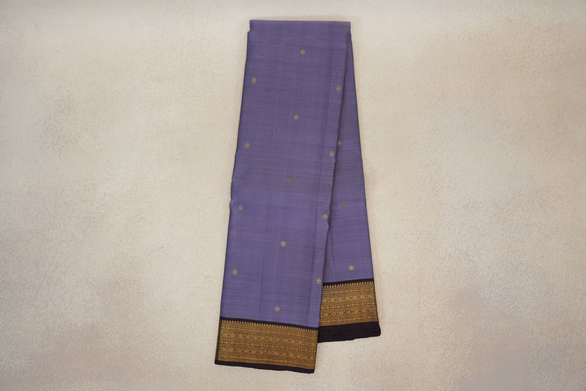 Lavender Purple with Dark Plum Borders Vintage Kanjivaram Silk Saree by Shreenivas Silks PSSR0110377