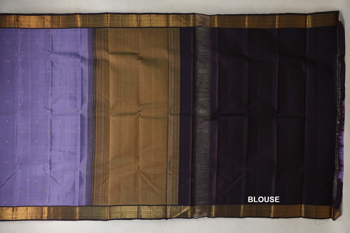 Lavender Purple with Dark Plum Borders Vintage Kanjivaram Silk Saree by Shreenivas Silks PSSR0110377