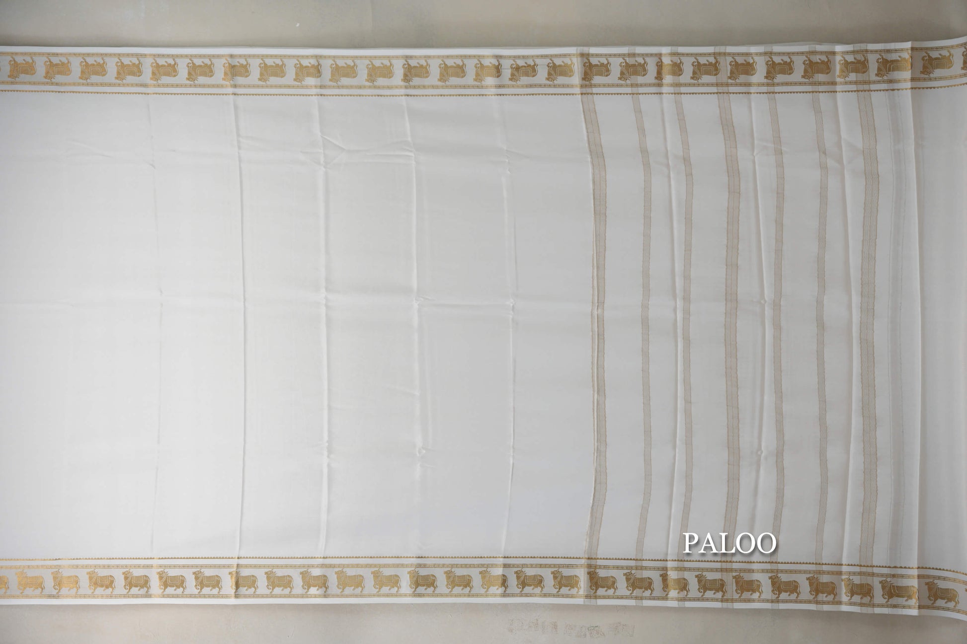 Off White Mysore Silk Saree paloo