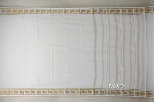 Off White Mysore Silk Saree paloo
