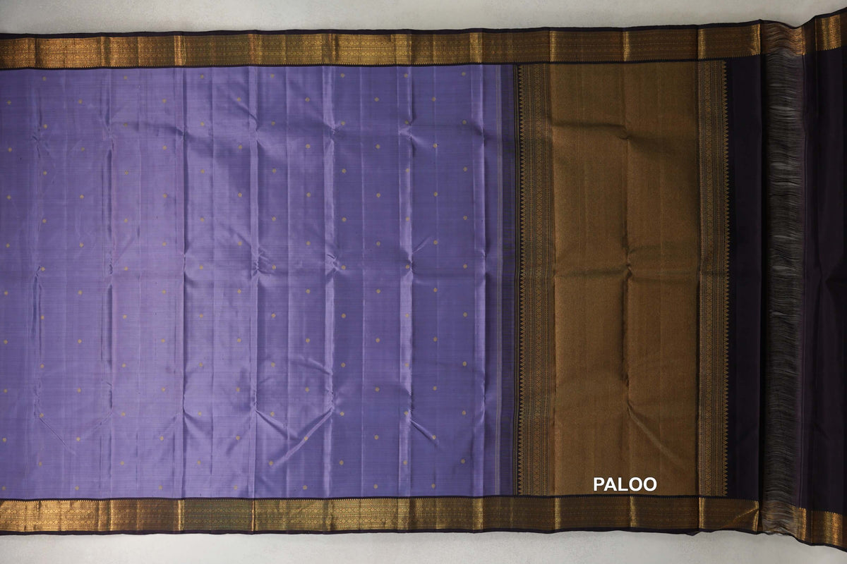 Lavender Purple with Dark Plum Borders Vintage Kanjivaram Silk Saree by Shreenivas Silks PSSR0110377