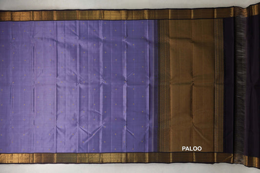 Lavender Purple with Dark Plum Borders Vintage Kanjivaram Silk Saree by Shreenivas Silks  paloo