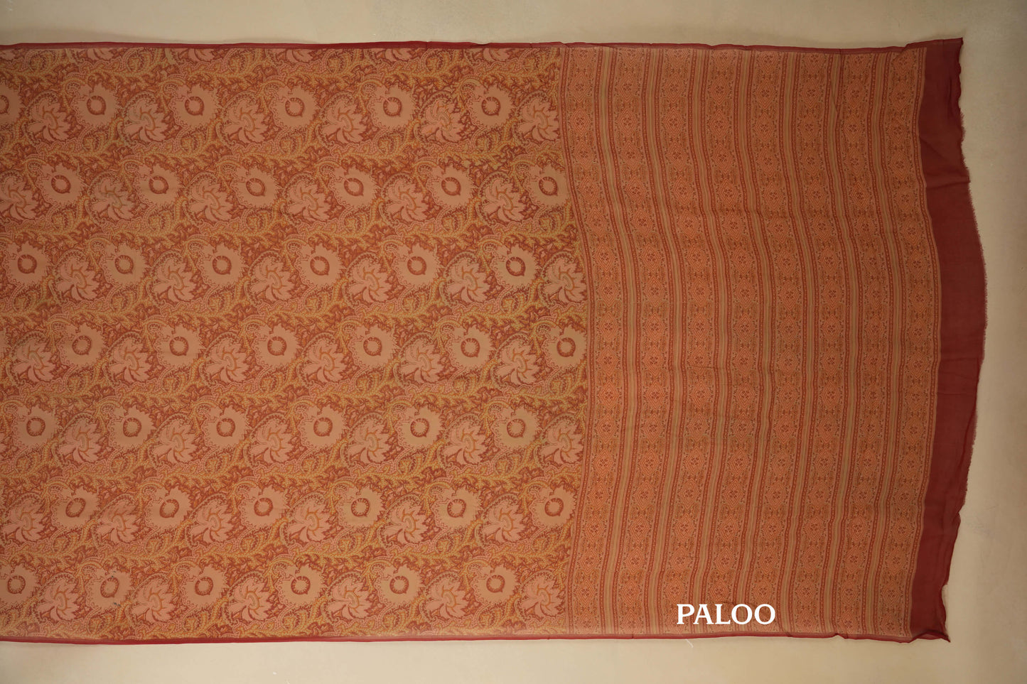 Maroon Chiffon saree paloo