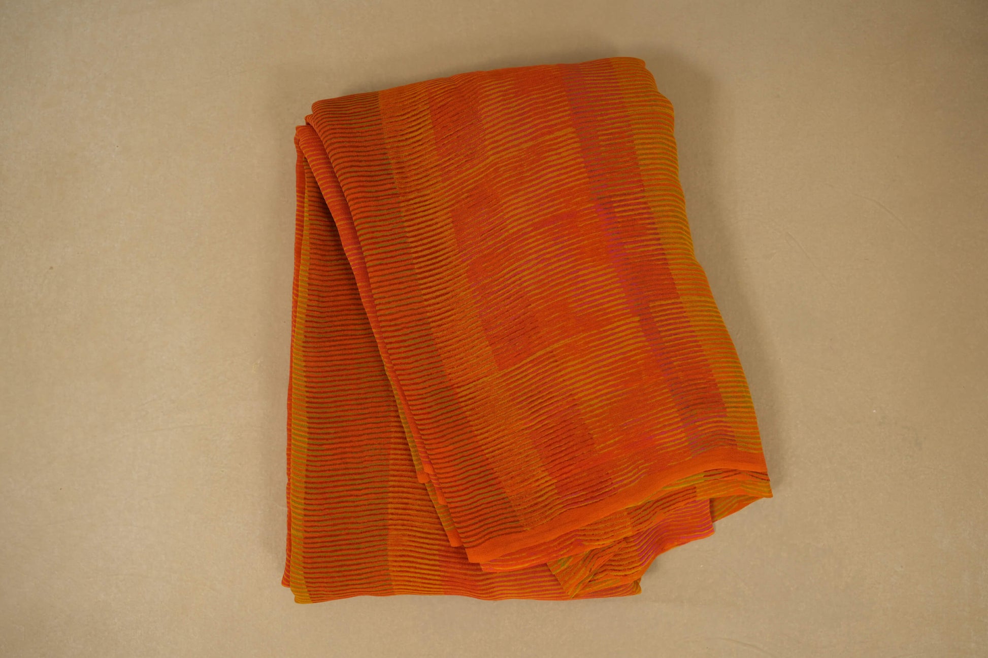 Orange/Mild Green Chiffon saree