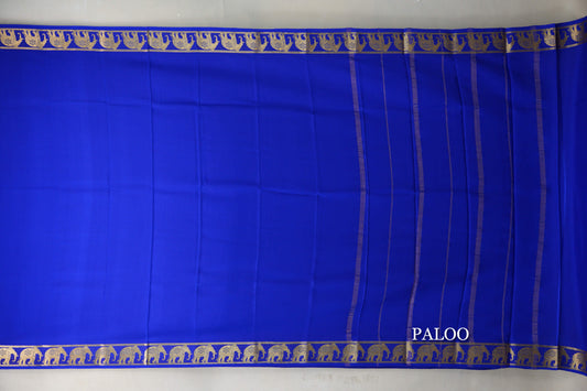 Royal Blue Mysore Silk Saree paloo