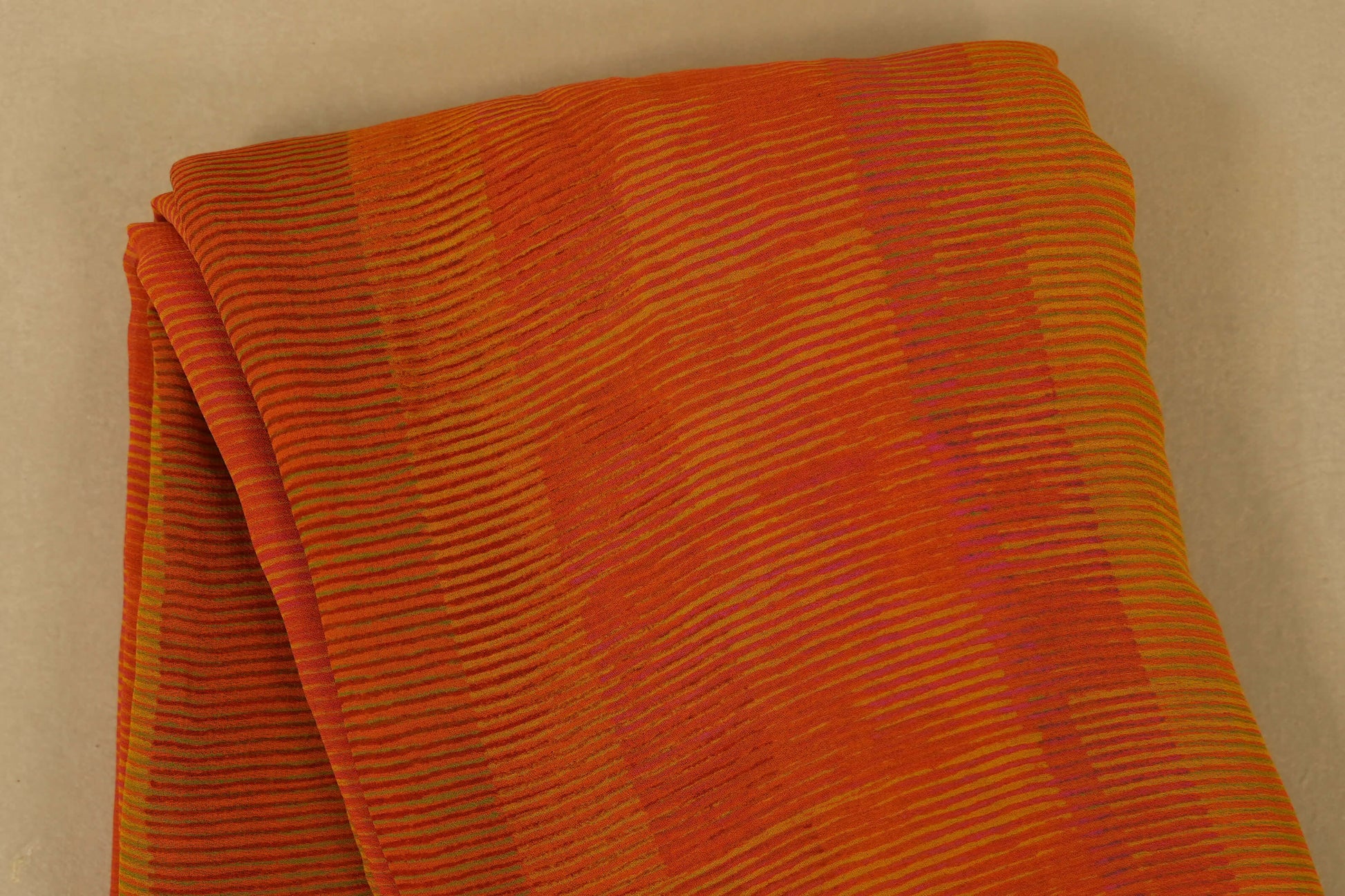Orange/Mild Green Chiffon saree body