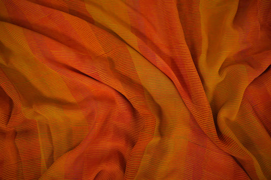 Orange/Mild Green Chiffon saree body