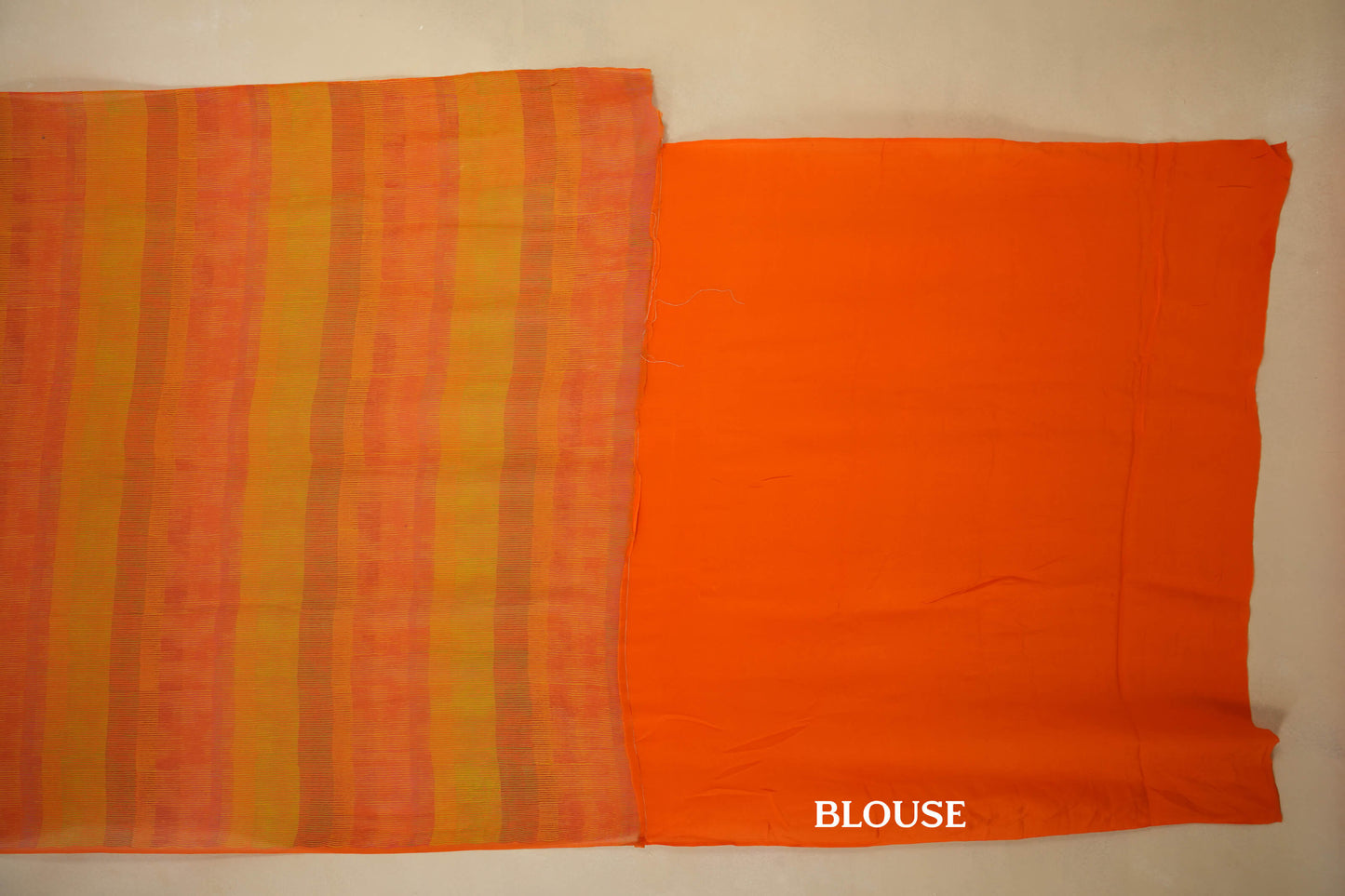 Orange/Mild Green Chiffon saree blouse