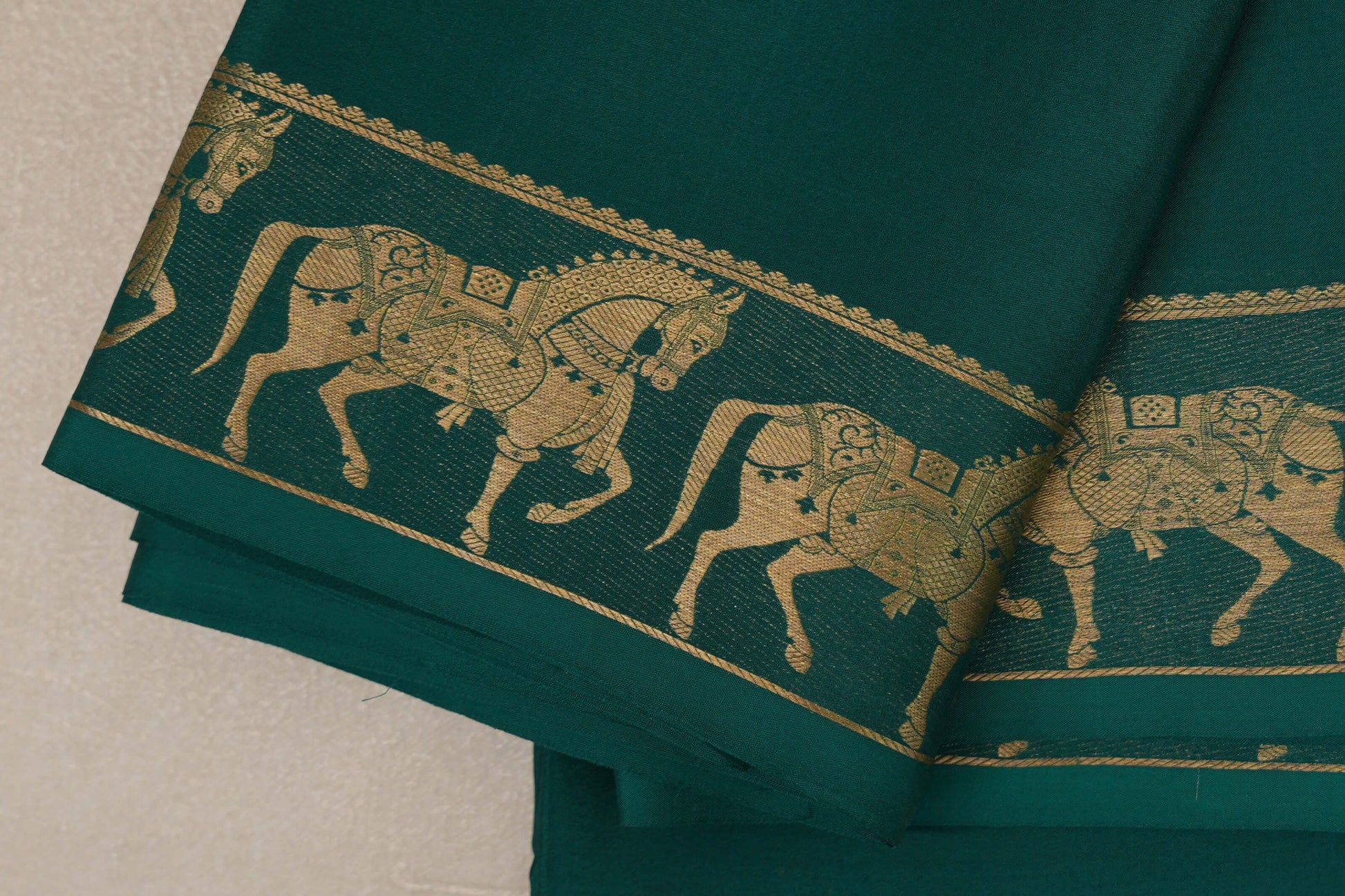 Deep Bottle Green Mysore Silk Saree borders