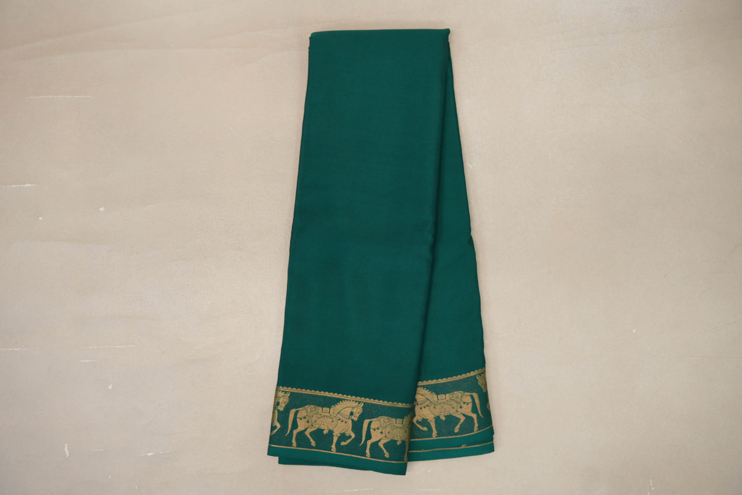 Online Deep Bottle Green Mysore Silk Saree