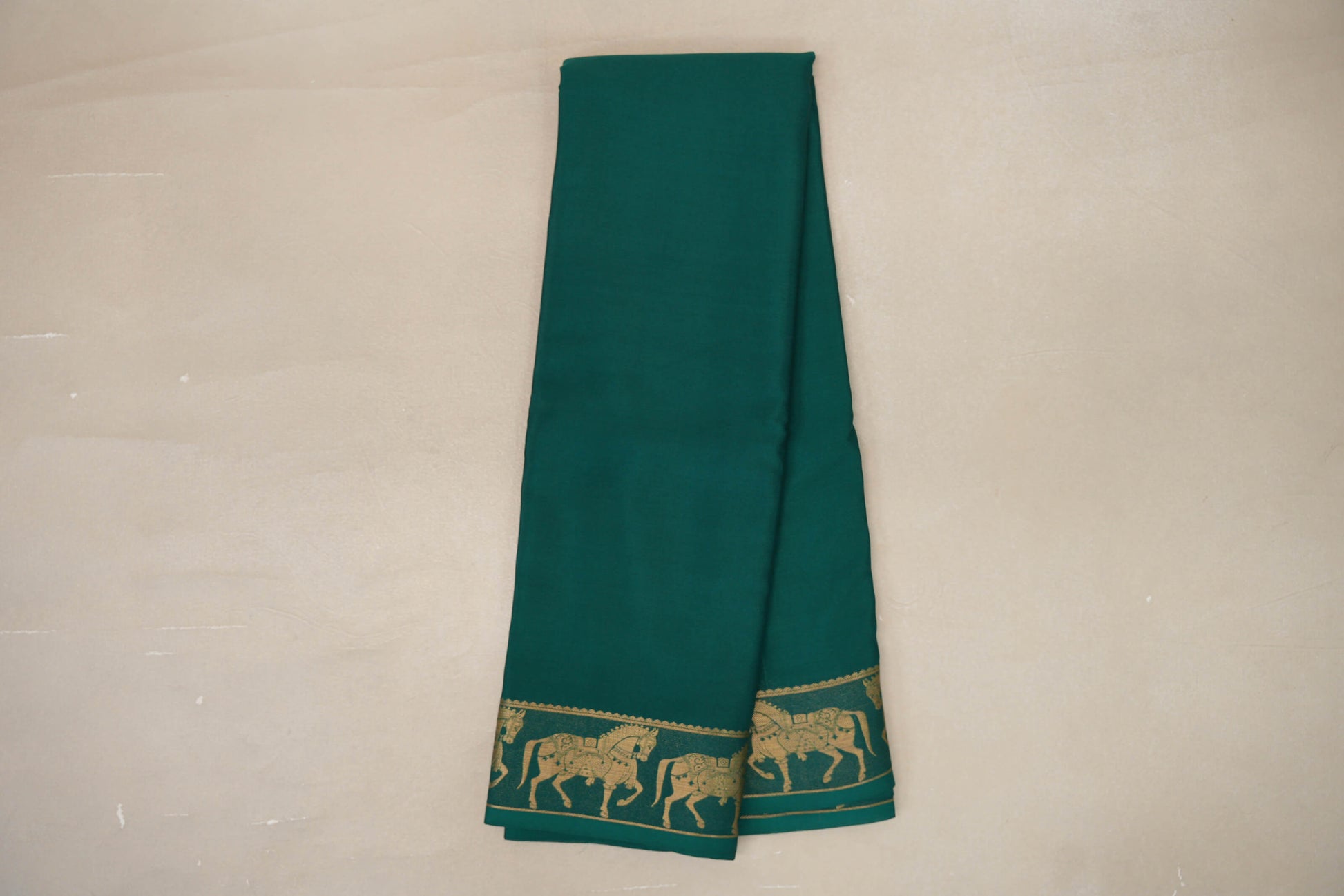 Online Deep Bottle Green Mysore Silk Saree