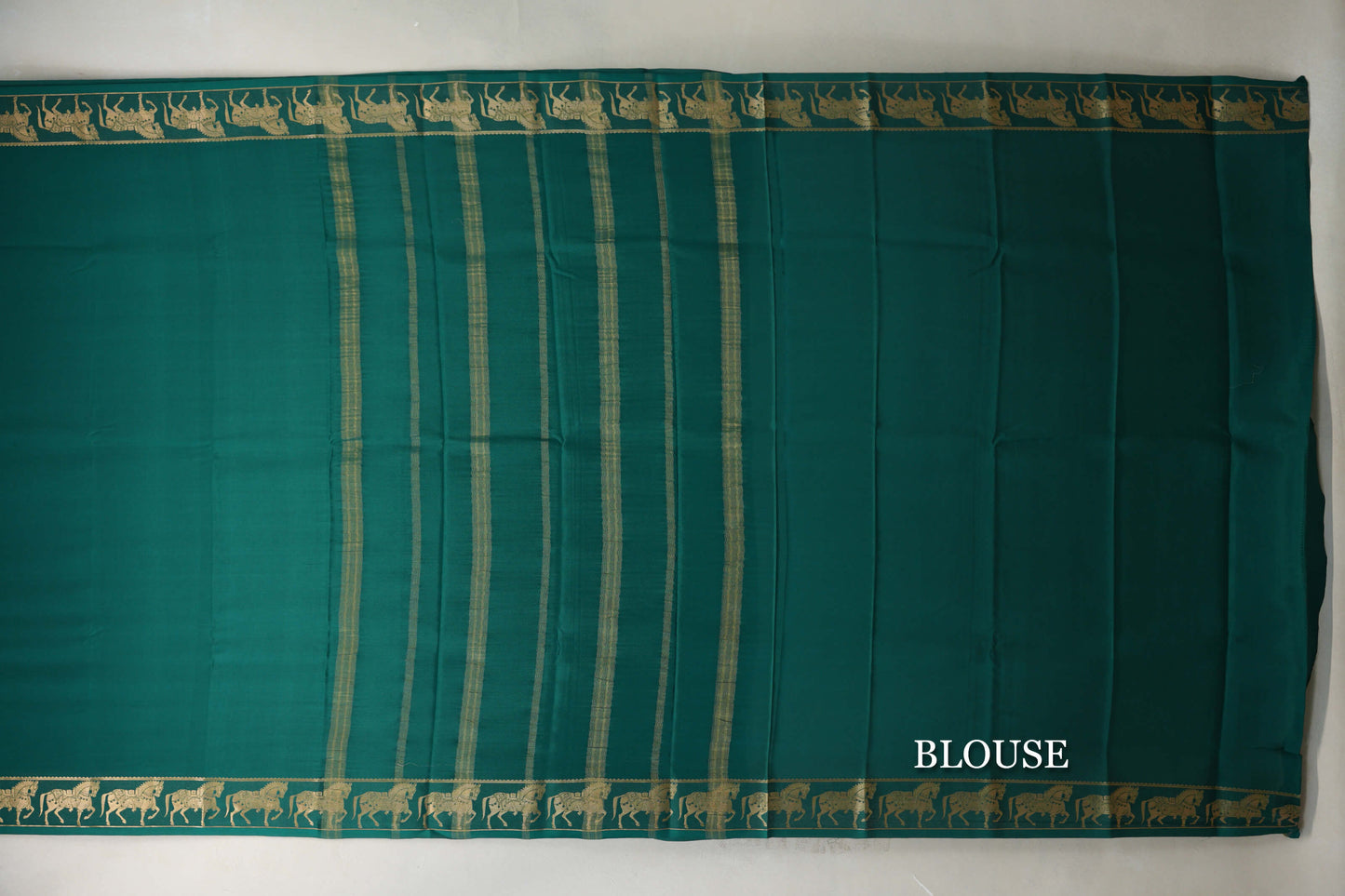 Deep Bottle Green Mysore Silk Saree blouse