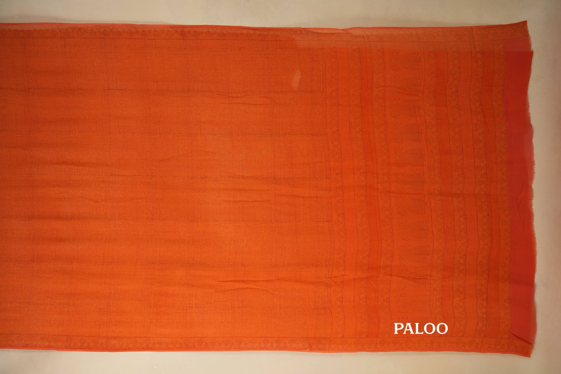 Orange Chiffon saree paloo