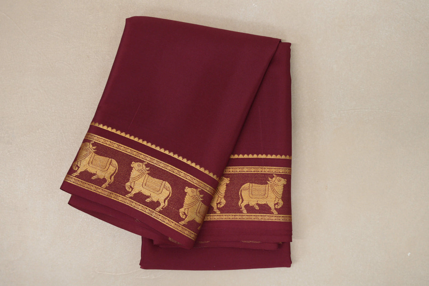 Deep Maroon Mysore Silk Saree