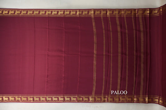 Deep Maroon Mysore Silk Saree paloo