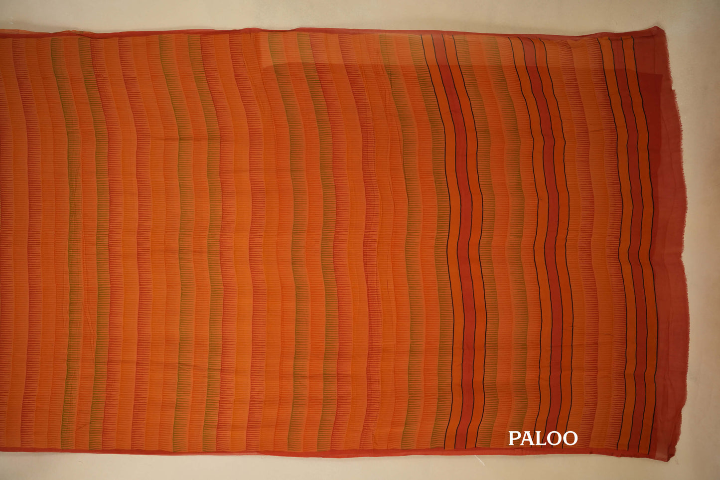 Orange Chiffon saree paloo