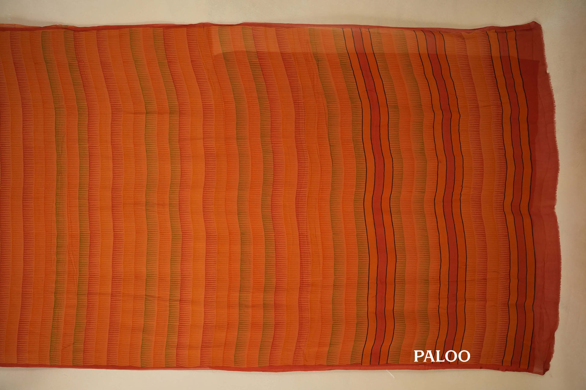 Orange Chiffon saree paloo