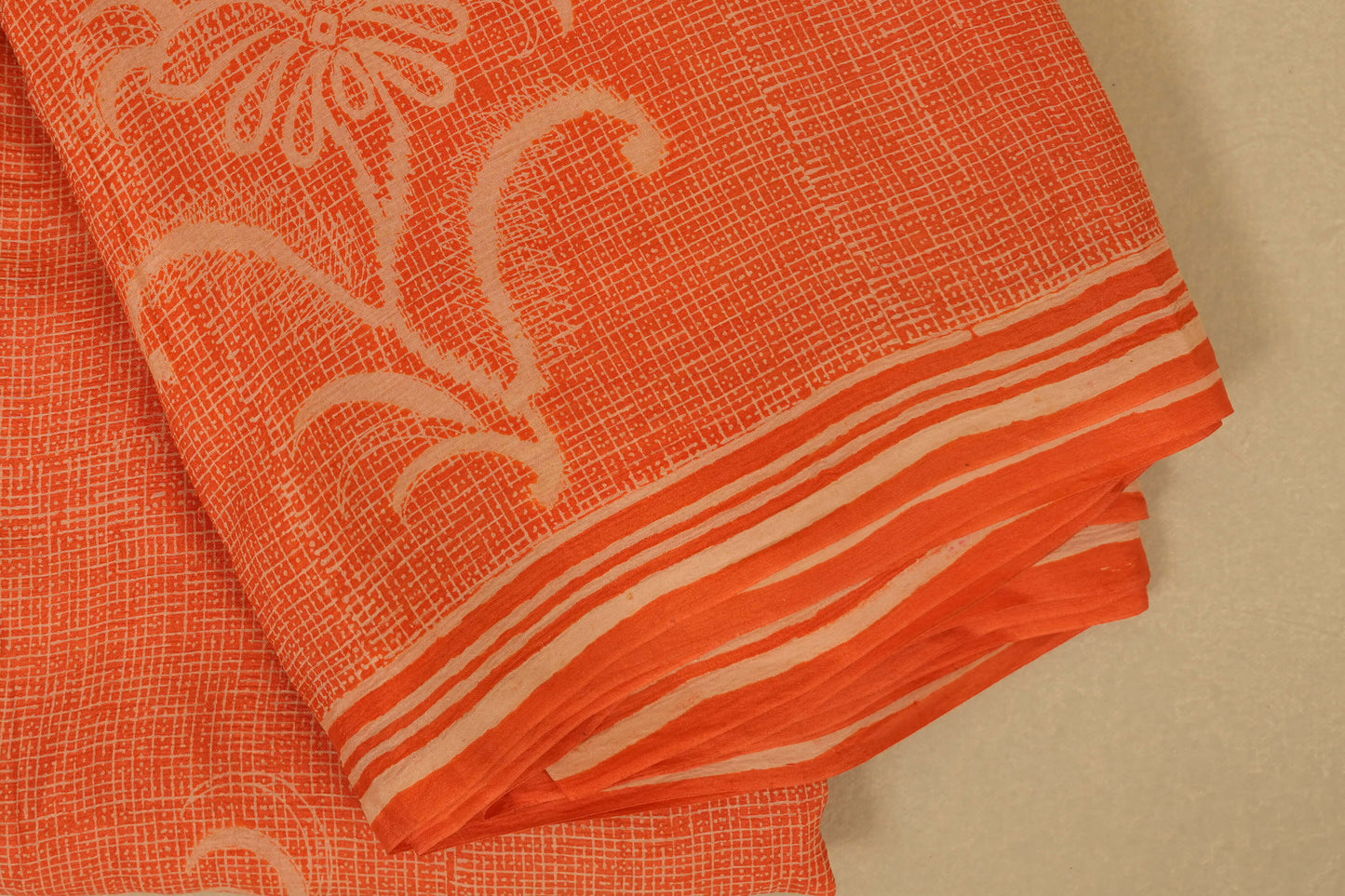Orange Chiffon saree borders