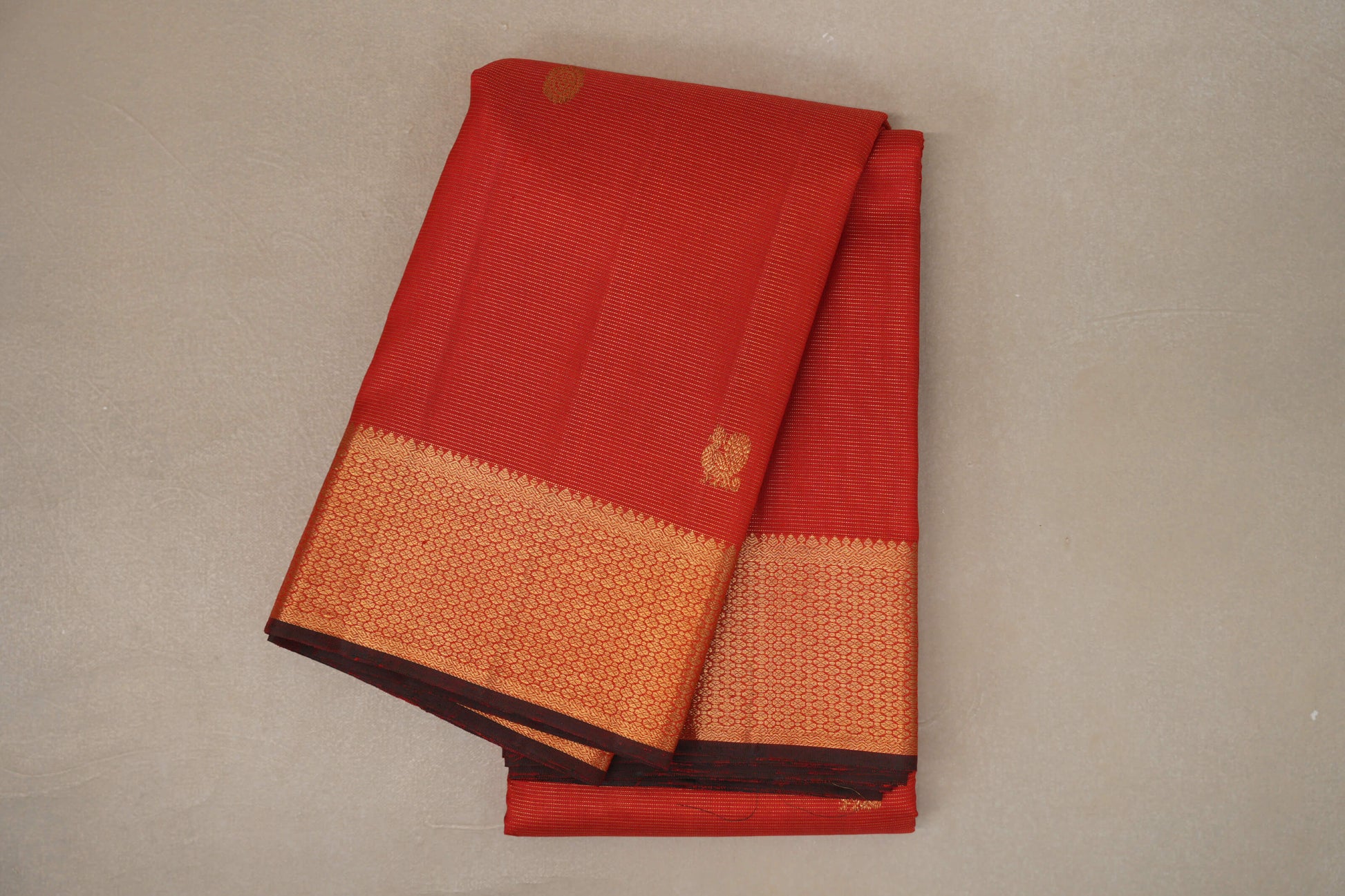 Reddish Orange Vaira Oosi Vintage Kanjivaram Silk Saree