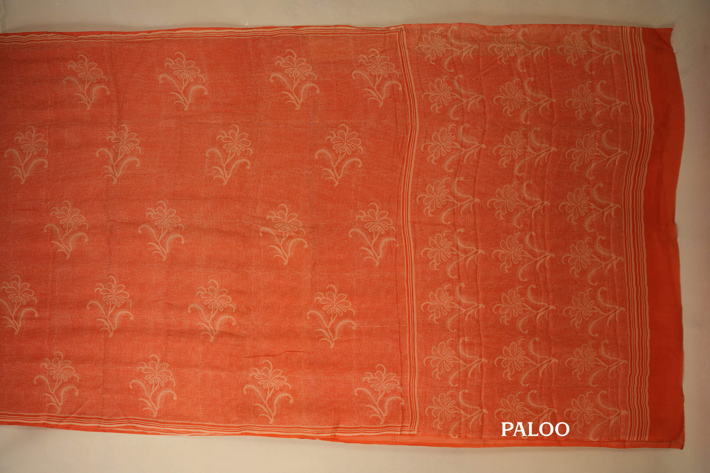 Orange Chiffon saree paloo