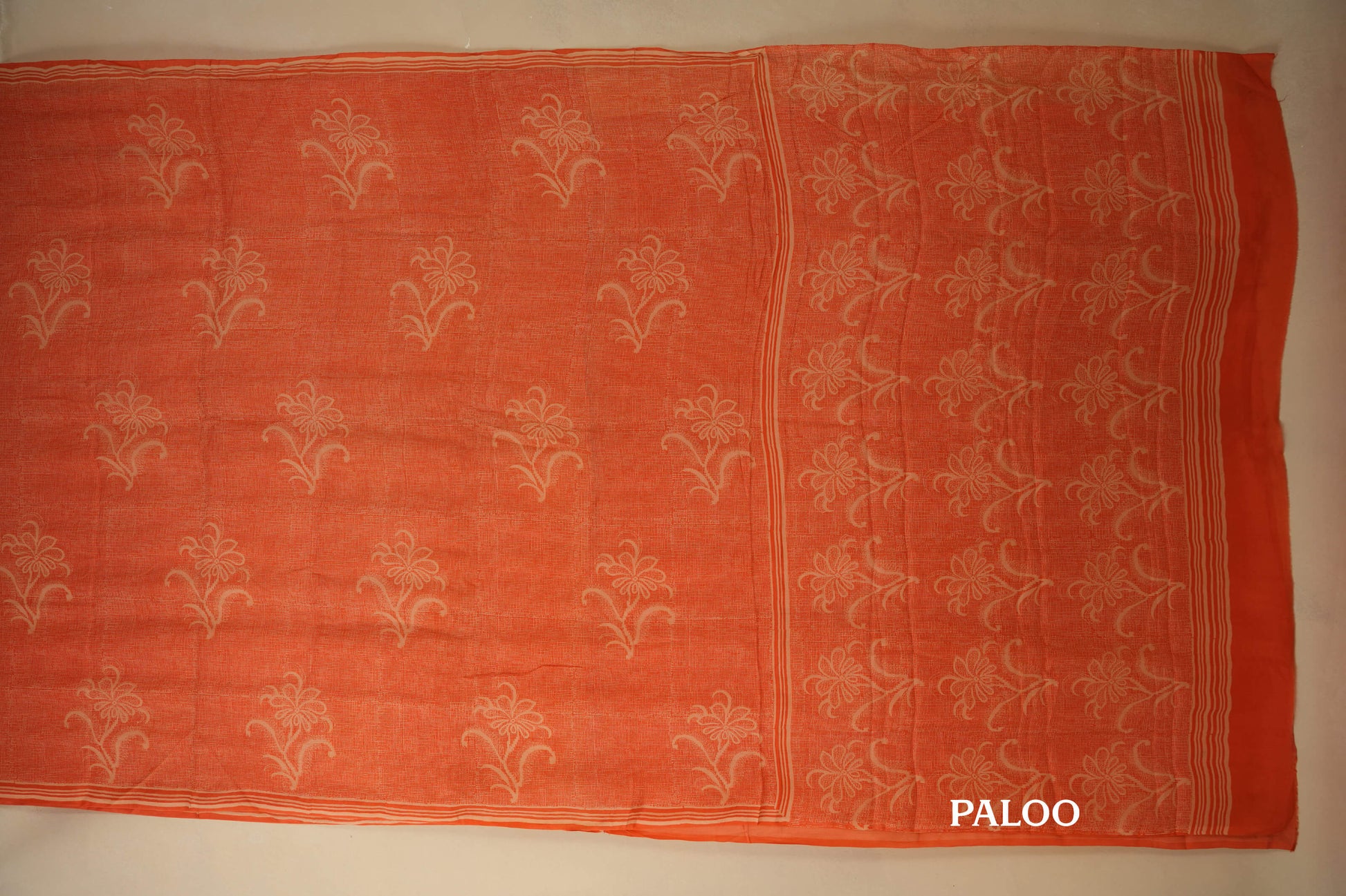 Orange Chiffon saree paloo