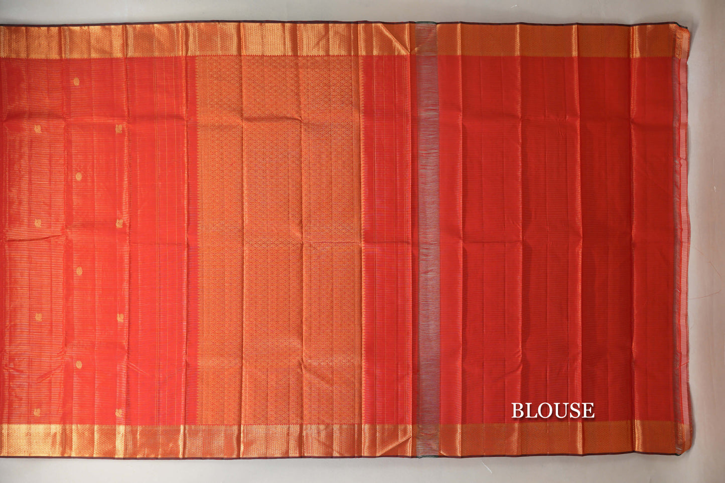 Reddish Orange Vaira Oosi Vintage Kanjivaram Silk Saree blouse