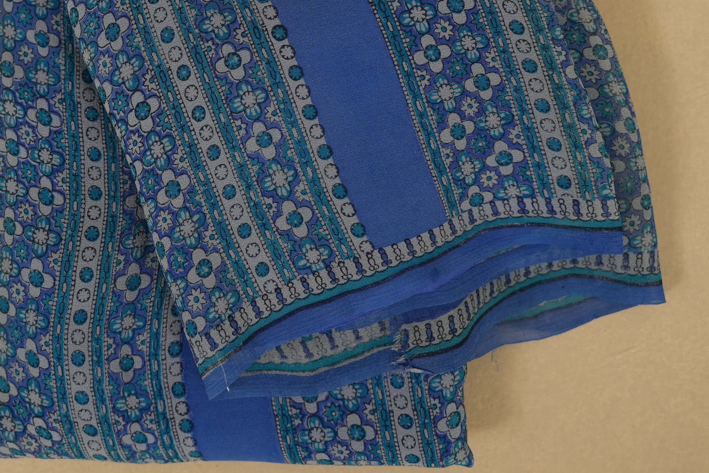Blue Chiffon saree borders