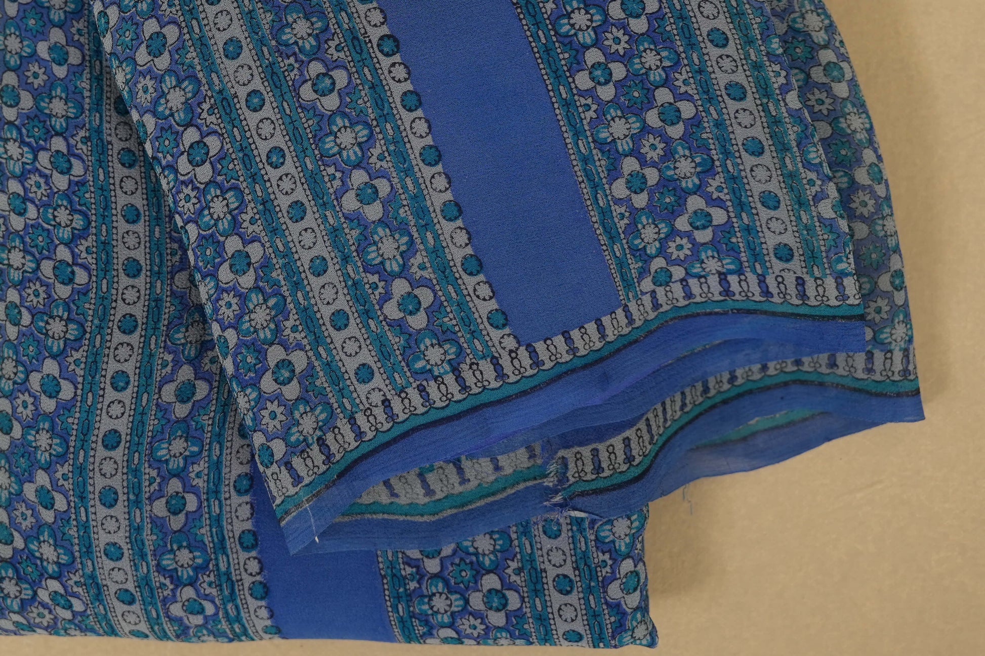 Blue Chiffon saree borders