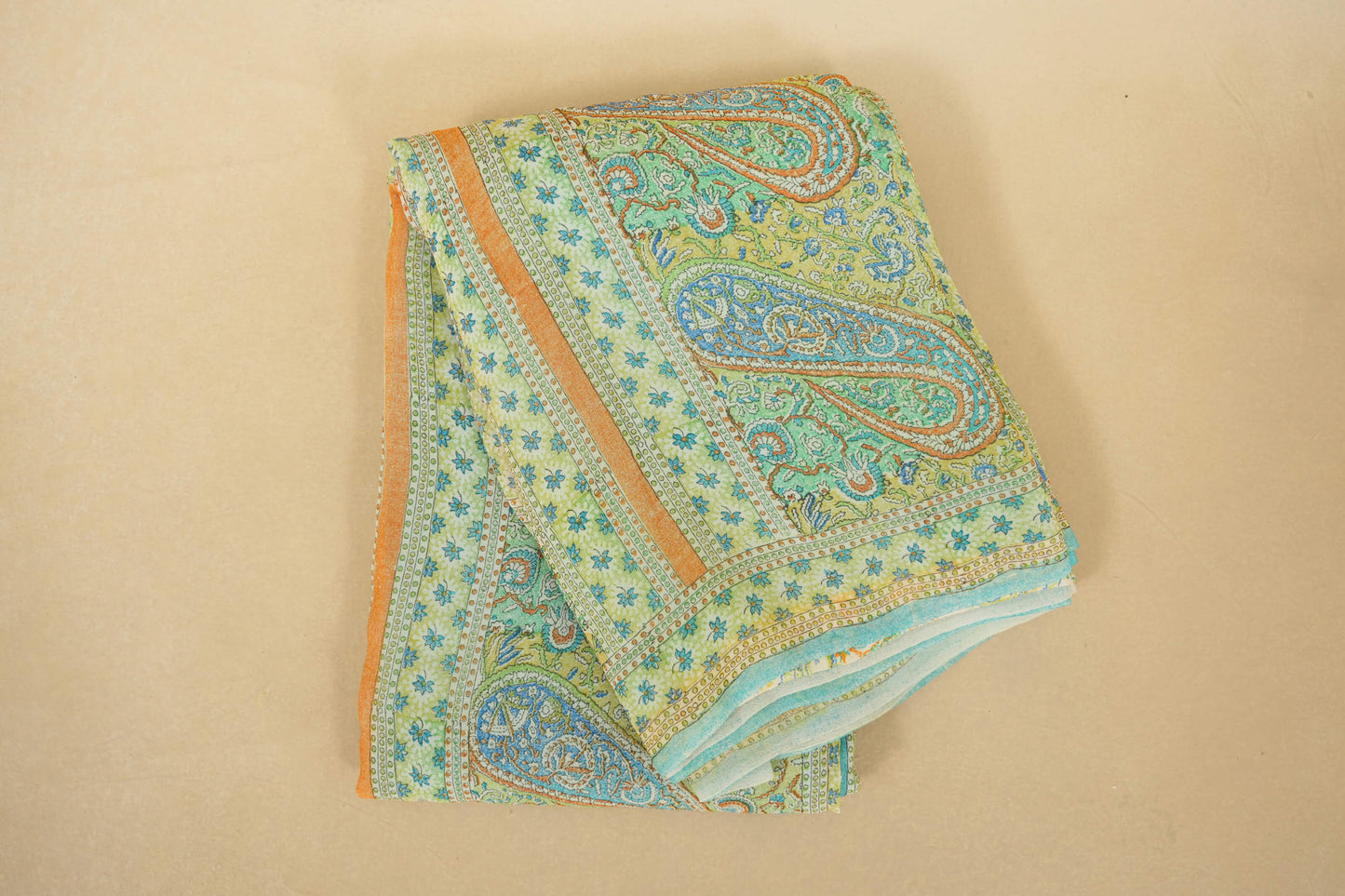 Off-white/Blue Chiffon saree