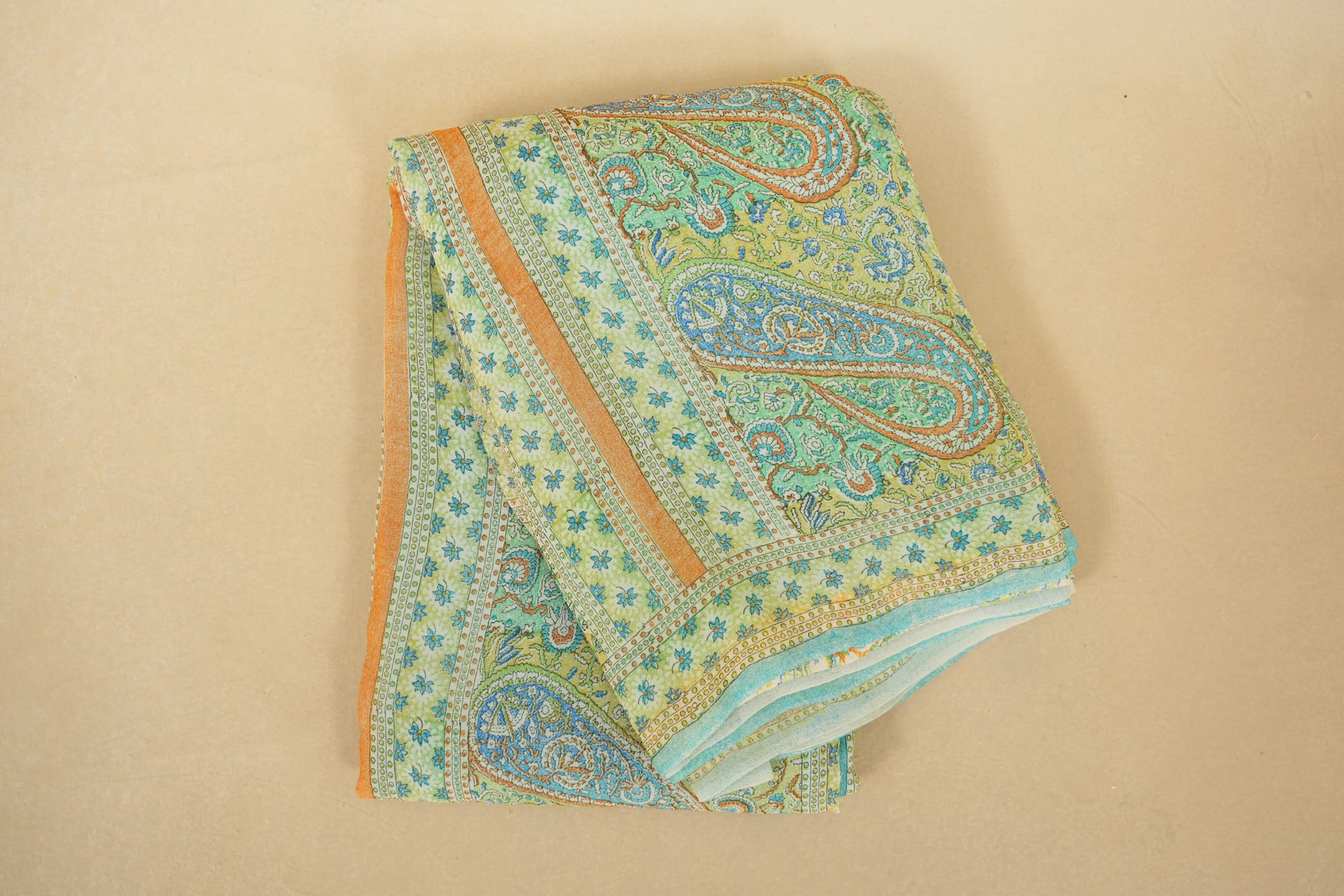 Off-white/Blue Chiffon saree