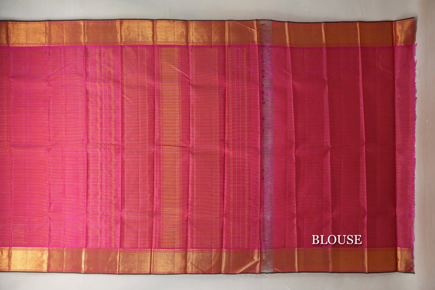 Deep Rani Pink Vaira Oosi Vintage Kanjivaram Silk Saree blouse