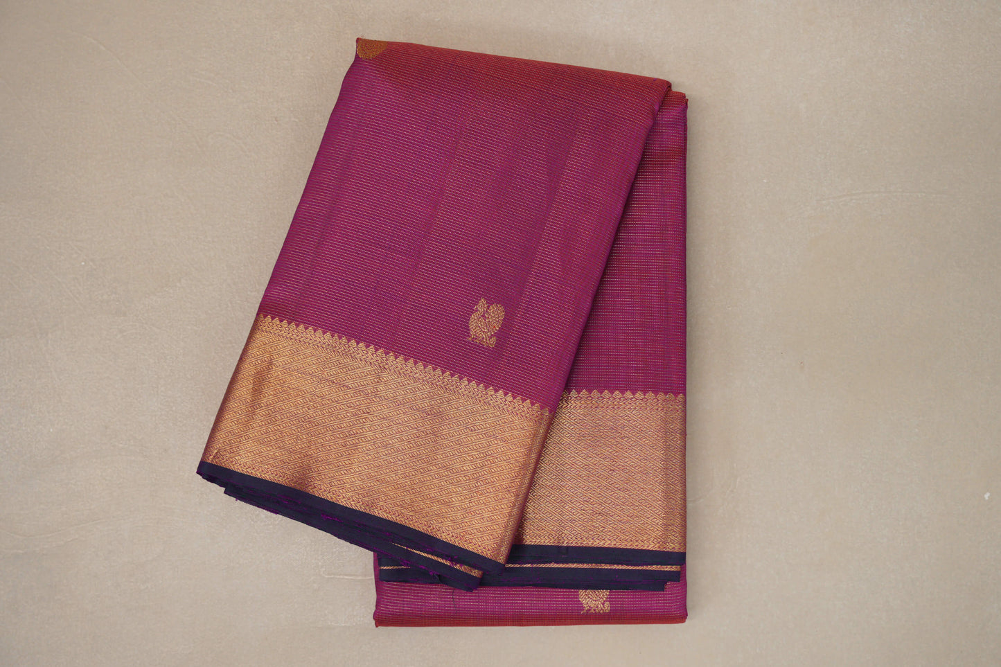Dual Tone Magenta and Orange Vaira Oosi Vintage Kanjivaram Silk Saree