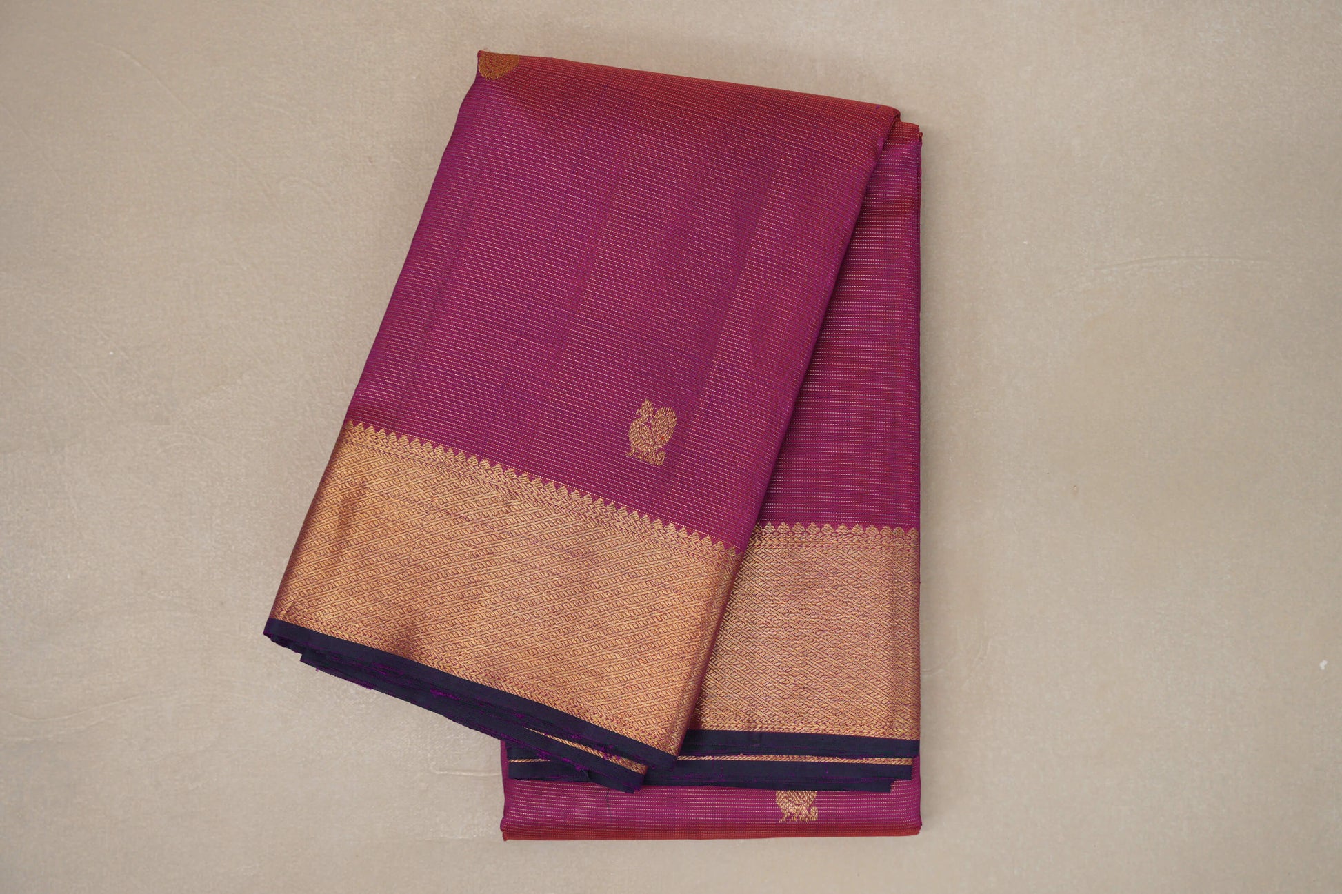 Dual Tone Magenta and Orange Vaira Oosi Vintage Kanjivaram Silk Saree