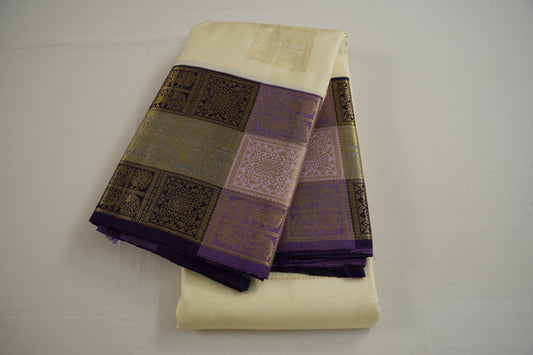 Off-white kanchipuram silk saree