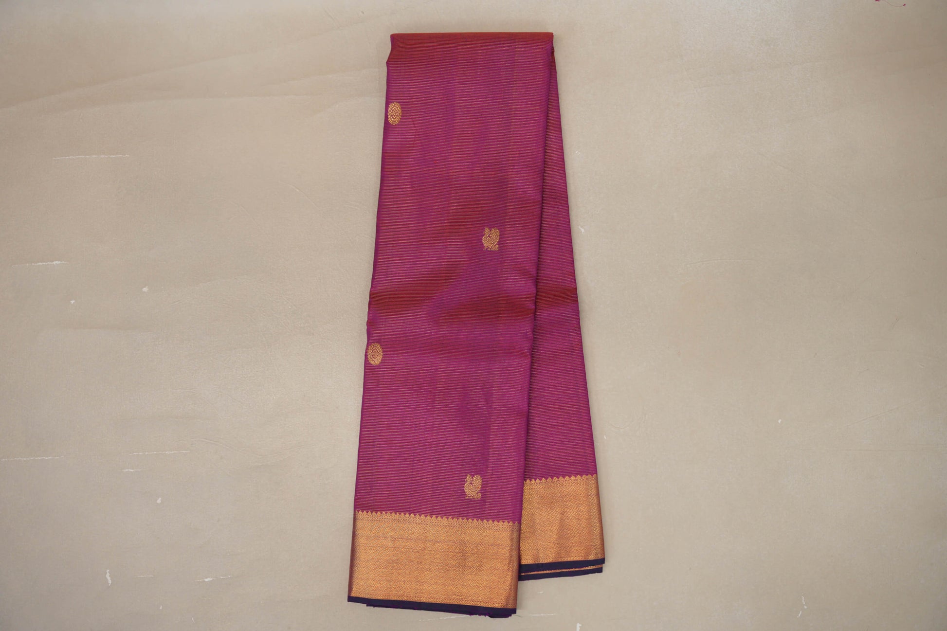 Online Dual Tone Magenta and Orange Vaira Oosi Vintage Kanjivaram Silk Saree