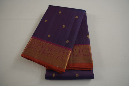 Blue with pink dual tone kanchipuram silk saree