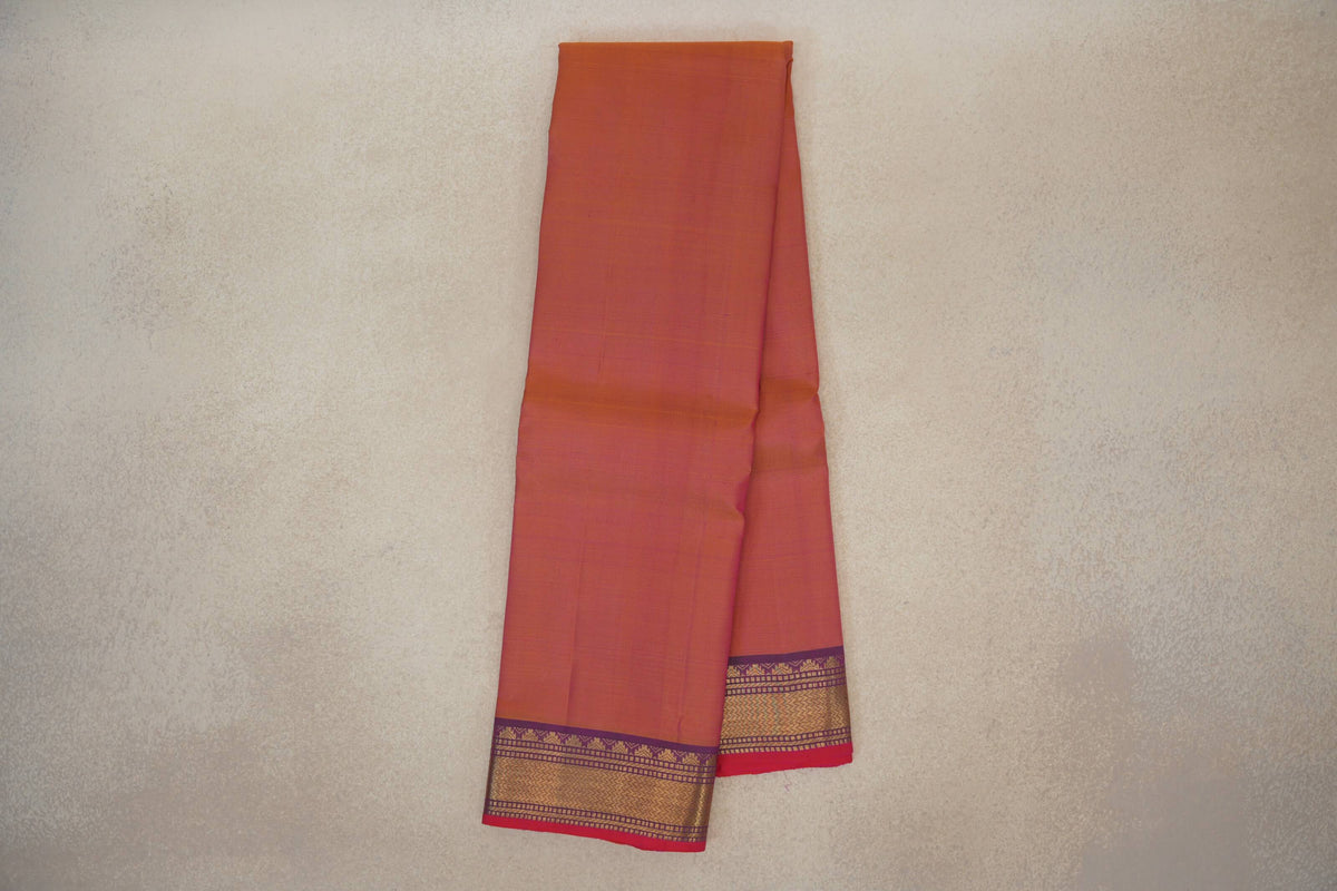 Dual Tone of Yellow and Pink Vintage Kanjivaram Silk Saree by Shreenivas Silks