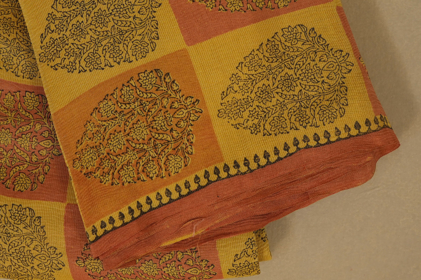 Yellow Chiffon saree borders