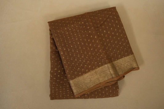 Brown Kotak Doria Saree