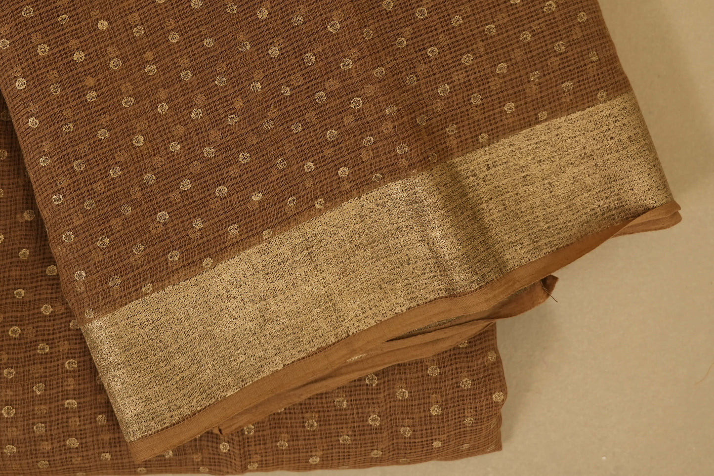 Brown Kotak Doria Saree borders