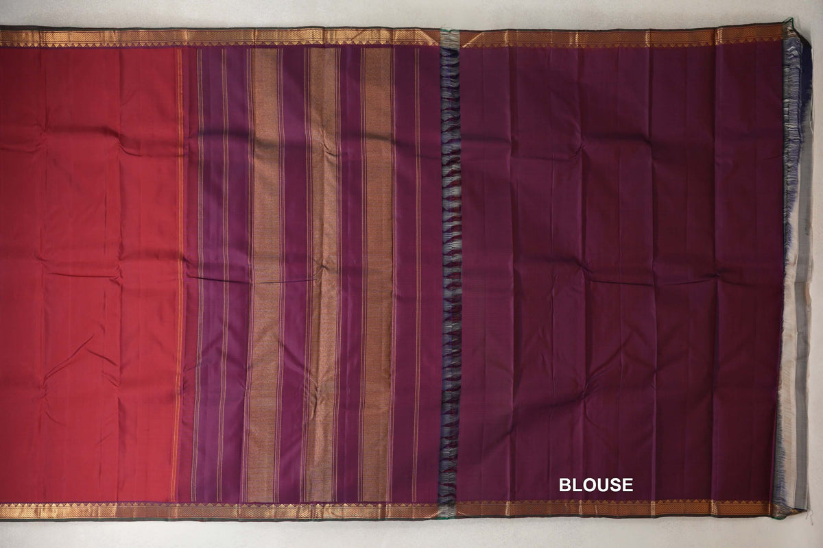 Deep Maroon Vintage Kanjivaram Silk Saree by Shreenivas Silks blouse