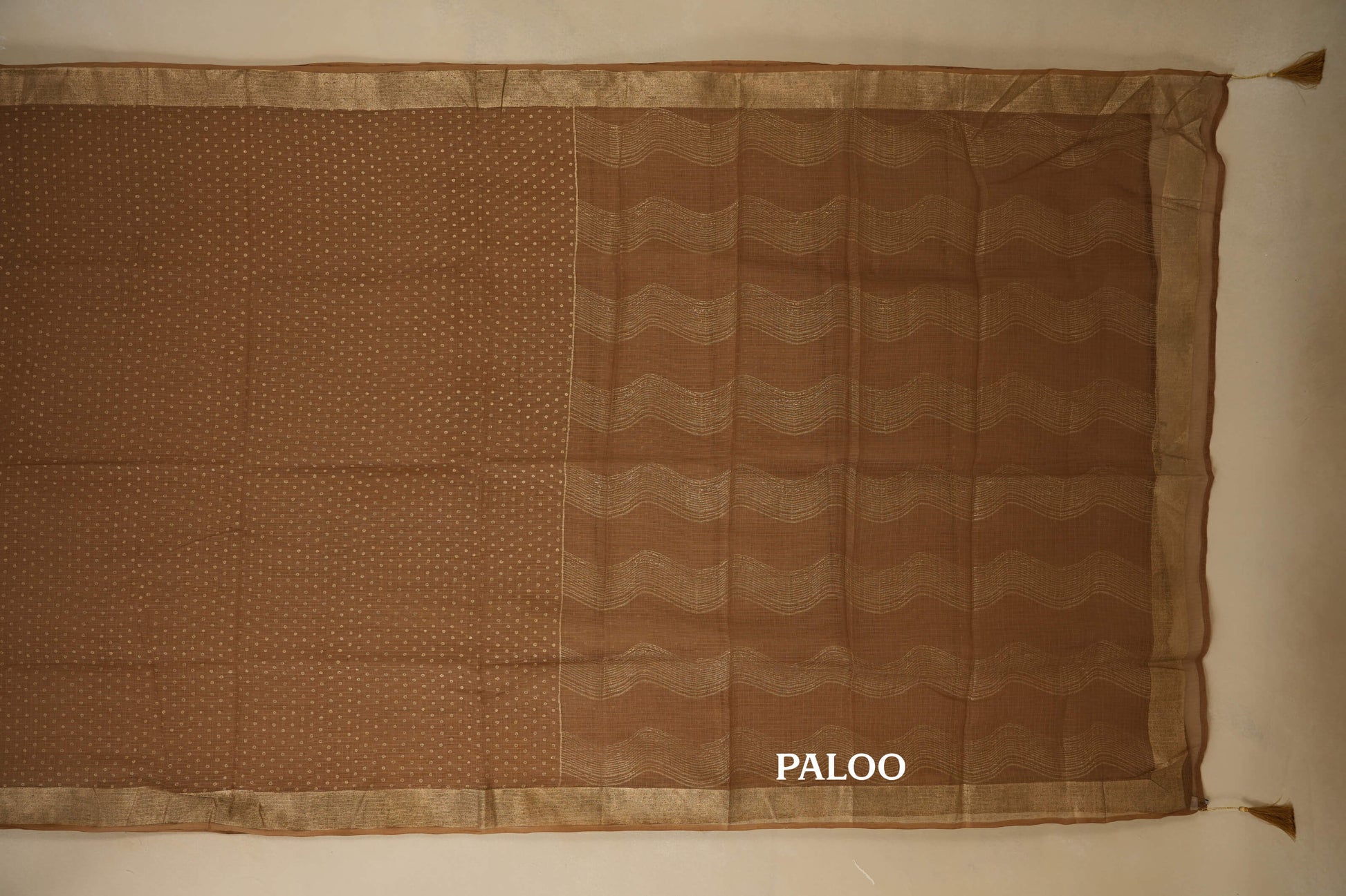 Brown Kotak Doria Saree paloo