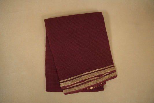 Maroon Kotak Doria saree