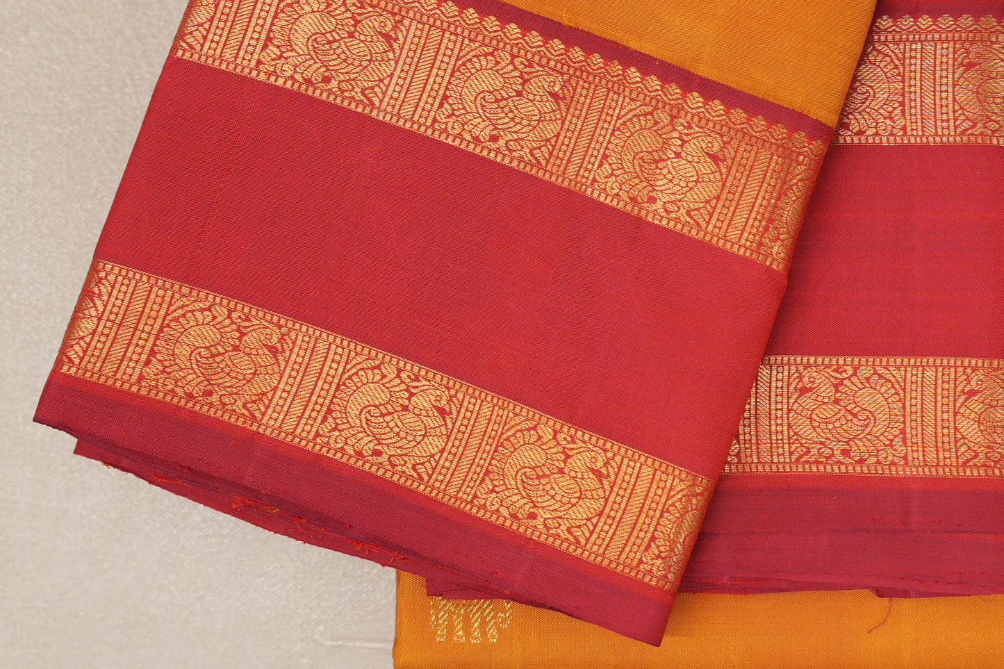 Mustard Vintage Kanjivaram Silk Saree borders